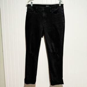 Judy Blue Slim Fit Jeans Cuffed Hems Black Denim Size 29